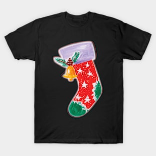 Christmas Stocking with bell in T-Shirt